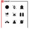 9 Creative Icons Modern Signs and Symbols of hotel, notification, education, multimedia, announcement