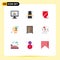 9 Creative Icons Modern Signs and Symbols of interior, mind, trust, investment, shield