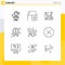9 Creative Icons Modern Signs and Symbols of karaoke, certificate, office desk, medal, fitness