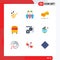 9 Creative Icons Modern Signs and Symbols of map, logistic, connection, deliver, auto