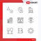 9 Creative Icons Modern Signs and Symbols of page, service, cleaner, home, hotel
