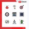 9 Creative Icons Modern Signs and Symbols of secure, video, analytic, play, target