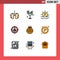 9 Creative Icons Modern Signs and Symbols of target, crosshair, water, buy, shine