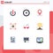 9 Creative Icons Modern Signs and Symbols of wedding, love, location, glasses, view