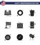9 Creative USA Icons Modern Independence Signs and 4th July Symbols of drum; international; nutrition; flag; soda