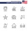 9 Creative USA Icons Modern Independence Signs and 4th July Symbols of elephent; star; landmark; police; washington