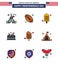 9 Creative USA Icons Modern Independence Signs and 4th July Symbols of food; cold; cream; parade; instrument