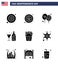 9 Creative USA Icons Modern Independence Signs and 4th July Symbols of glass; american; badge; wine; party