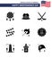 9 Creative USA Icons Modern Independence Signs and 4th July Symbols of outdoor; fire; ice sport; camping; party decoration