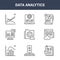 9 data analytics icons pack. trendy data analytics icons on white background. thin outline line icons such as file, web hosting,