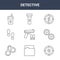 9 detective icons pack. trendy detective icons on white background. thin outline line icons such as fingerprint, doughnut,