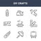 9 diy crafts icons pack. trendy diy crafts icons on white background. thin outline line icons such as easel, pantone, tape . diy