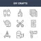 9 diy crafts icons pack. trendy diy crafts icons on white background. thin outline line icons such as measuring tape, razor, glue