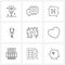 9 Editable Vector Line Icons and Modern Symbols of clothing, award, conversation, trophy, text