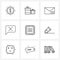 9 Editable Vector Line Icons and Modern Symbols of test-tube, future, envelope, cpu, message