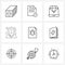 9 Editable Vector Line Icons and Modern Symbols of virus, file, laptop, internet, place