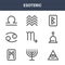 9 esoteric icons pack. trendy esoteric icons on white background. thin outline line icons such as all seeing eye, bell, earth .