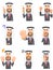 9 facial expressions and gestures of Arabic businessman