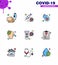 9 Filled Line Flat Color Set of corona virus epidemic icons. such as virus, nose, vaccine, allergy, fever