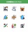 9 Filled Line Flat Color viral Virus corona icon pack such as aid, fever, medicine, blood virus, medicine