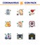 9 Filled Line Flat Color viral Virus corona icon pack such as science, experiment, sneeze virus, chemistry, life