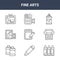 9 fine arts icons pack. trendy fine arts icons on white background. thin outline line icons such as markers, column, cinema camera