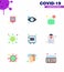 9 Flat Color Coronavirus Covid19 Icon pack such as locker, corona, face, epidemic, antigen