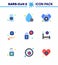9 Flat Color Set of corona virus epidemic icons. such as spray, washing, type, hands, water