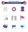 9 Flat Signs for USA Independence Day glass; american; badge; wine; magic hat