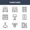9 furnitures icons pack. trendy furnitures icons on white background. thin outline line icons such as mirror, wardrobe, sofa bed
