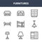 9 furnitures icons pack. trendy furnitures icons on white background. thin outline line icons such as wardrobe, ceiling light,