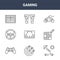 9 gaming icons pack. trendy gaming icons on white background. thin outline line icons such as pinball, tic tac toe, game