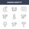 9 gender identity icons pack. trendy gender identity icons on white background. thin outline line icons such as labrys,