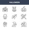 9 halloween icons pack. trendy halloween icons on white background. thin outline line icons such as living dead, candy cane, owl