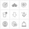 9 Interface Line Icon Set of modern symbols on arrow, food, dumbbell, drink, winters