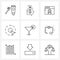 9 Interface Line Icon Set of modern symbols on drinks, arrow, achievement, circle, cursor