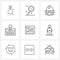 9 Interface Line Icon Set of modern symbols on medical, web content, service, ui design, id