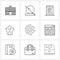 9 Interface Line Icon Set of modern symbols on romance, heart, mobile, flower, home