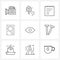 9 Interface Line Icon Set of modern symbols on view, system, calendar, hd, disk