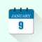 9 january flat daily calendar icon. Vector calendar template for the days of january.