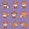 9 kawaii foxes icons set