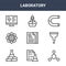 9 laboratory icons pack. trendy laboratory icons on white background. thin outline line icons such as molecules, filter, bunsen