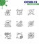 9 Line Coronavirus Covid19 Icon pack such as  mortality, count, lab, sign, medical