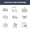 9 logistics and shipping icons pack. trendy logistics and shipping icons on white background. thin outline line icons such as