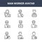 9 man worker avatar icons pack. trendy man worker avatar icons on white background. thin outline line icons such as basketball