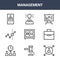 9 management icons pack. trendy management icons on white background. thin outline line icons such as manager, suitcase, idea .