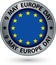 9 may Europe day silver label with flag, vector illustration