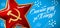 9 May. Victory Day. Thank the granfather for the Victory. Red star and fierwork on blue background. Poster or Banner