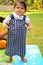 9 Month Baby Boy Outdoors in Summer - stock photo, Cute Boy playing in the park, Sweet Little baby boy enjoying