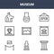 9 museum icons pack. trendy museum icons on white background. thin outline line icons such as pillar, museum, amphora . icon set